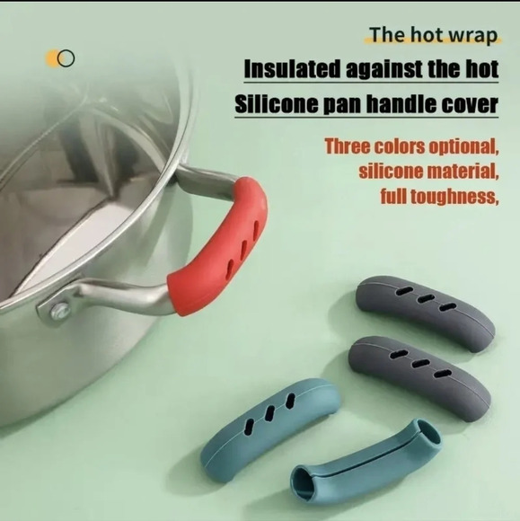 8pcs Red Silicone pot and lid handle covers - Picture 3 of 7